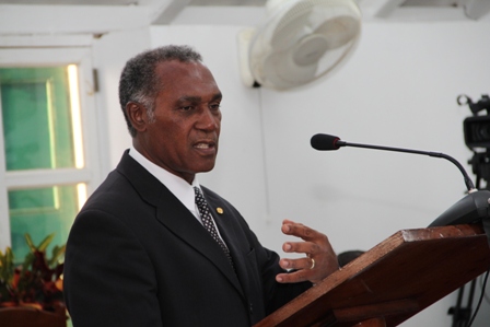 Premier and Minister of Finance in the Nevis Island Administration Hon. Vance Amory at the Nevis Island Assembly on April 30, 2013